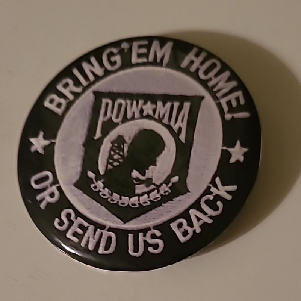 POW MIA Black and White Button